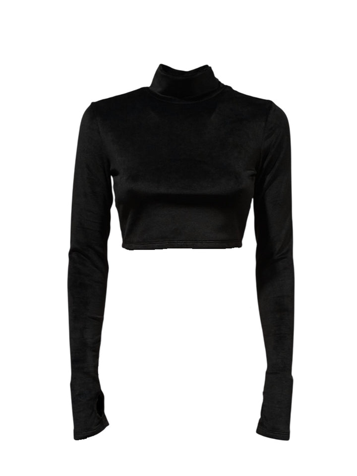 Velvet choker long sleeves top