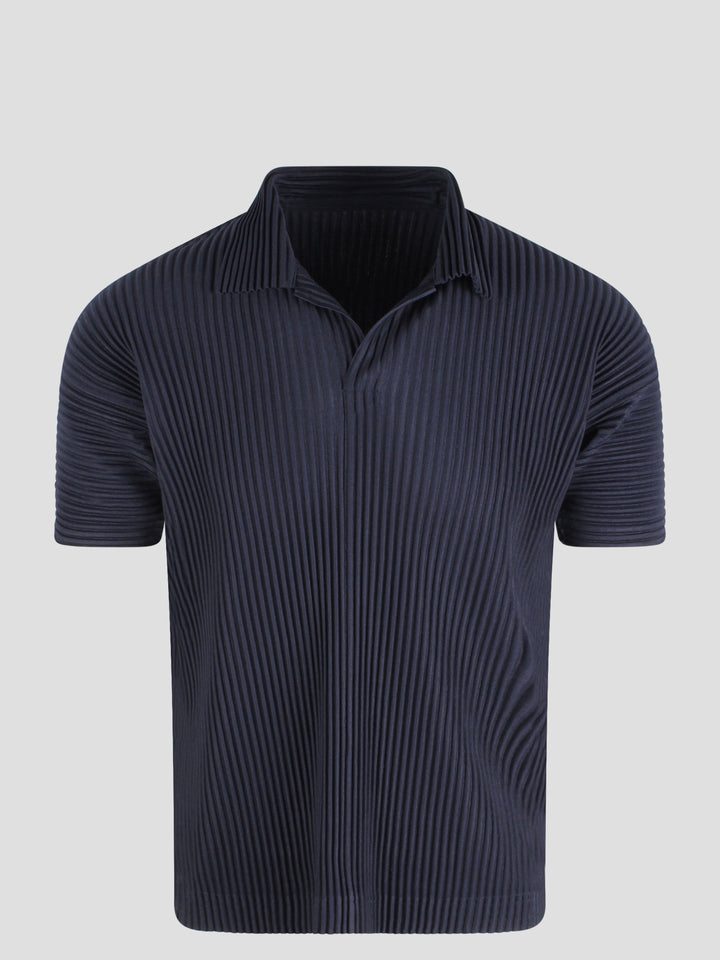 Pleated polo shirt