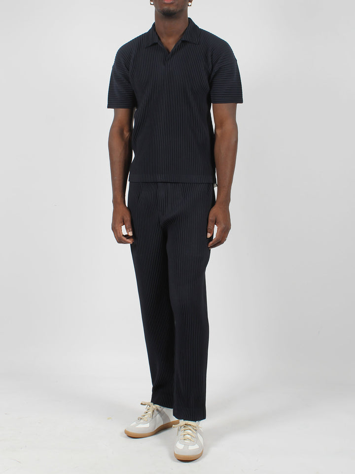 Pleated polo shirt