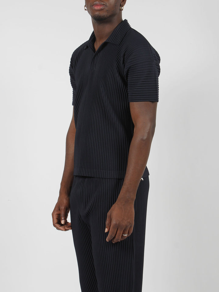 Pleated polo shirt