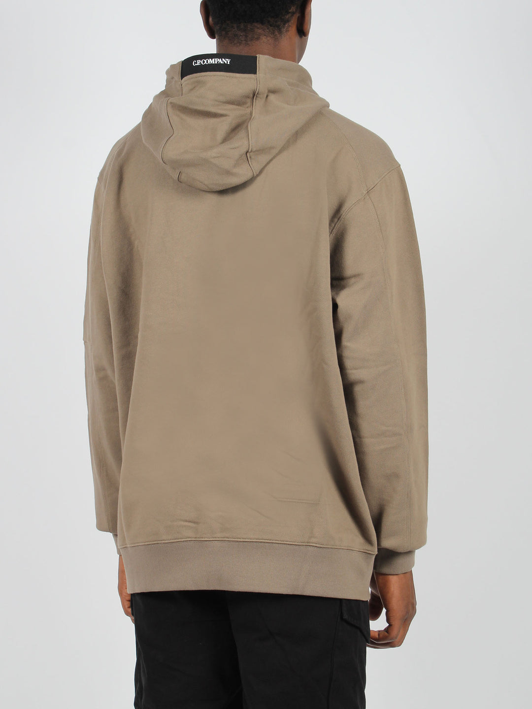 Diagonal raised fleece lens hooded sweatshirt