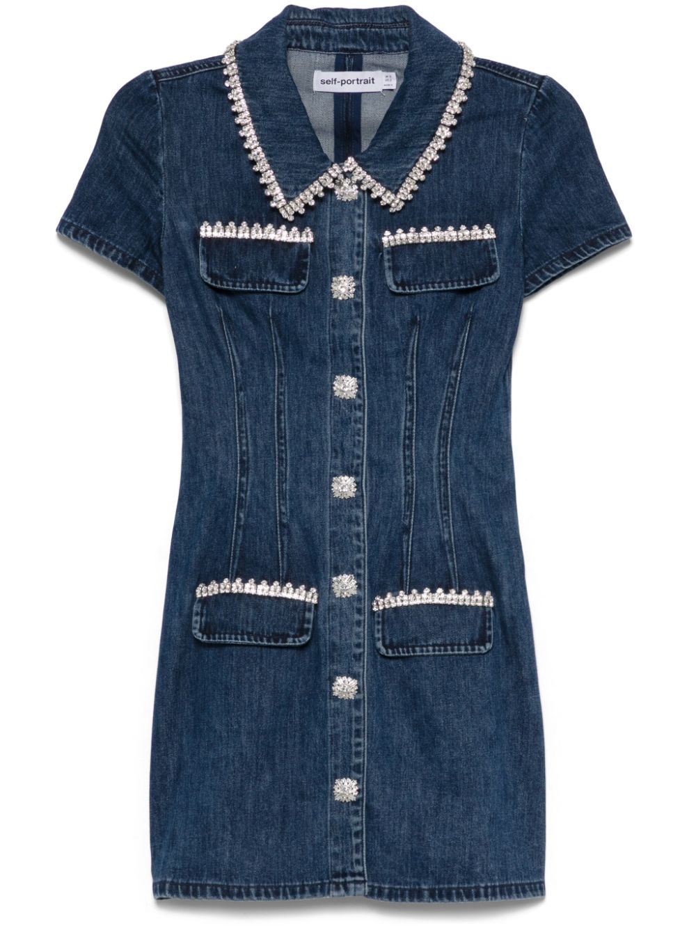 Denim collared mini dress