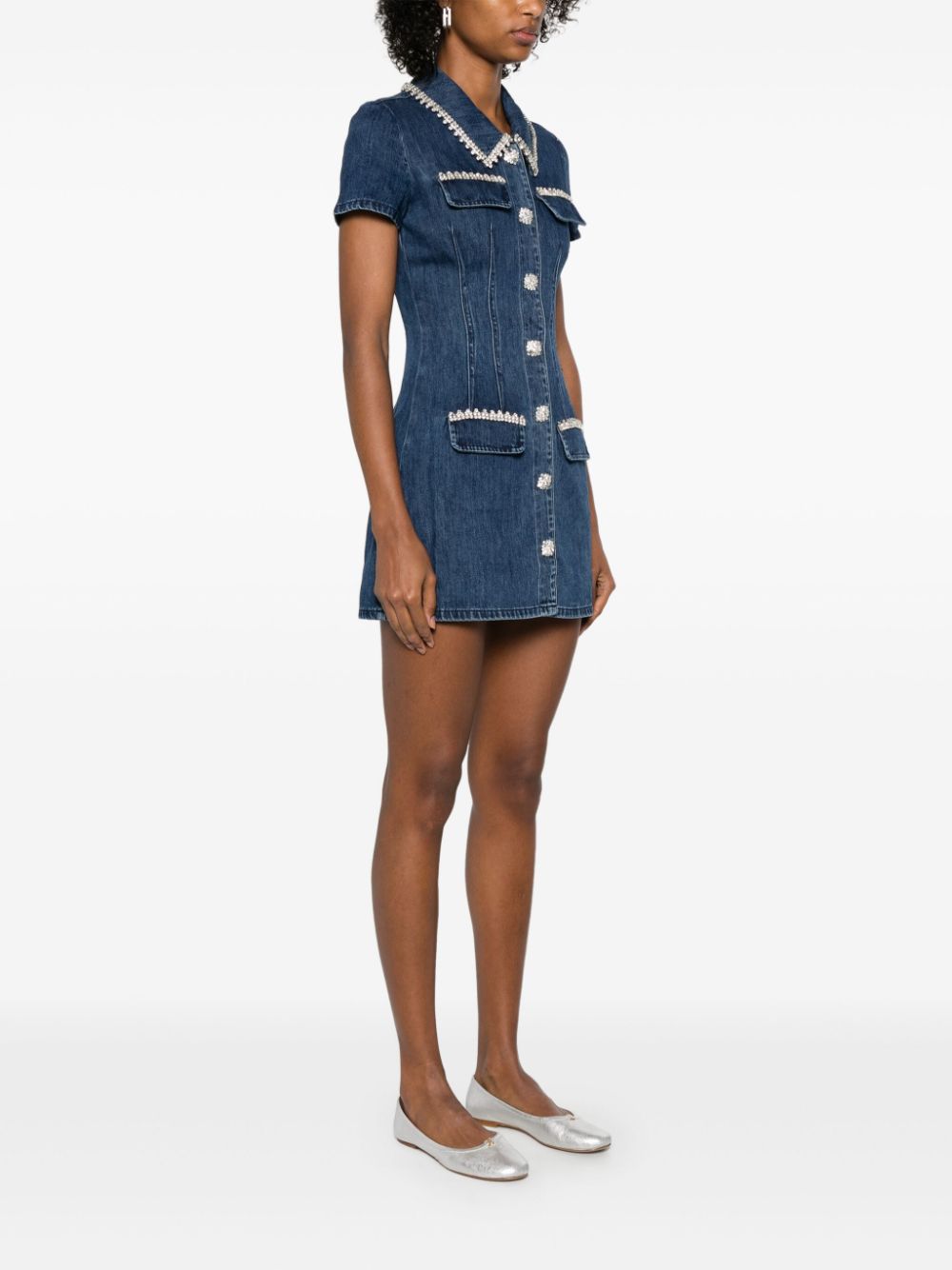 Denim collared mini dress