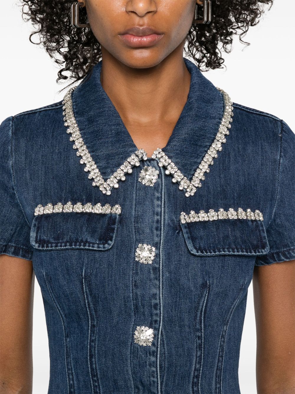 Denim collared mini dress