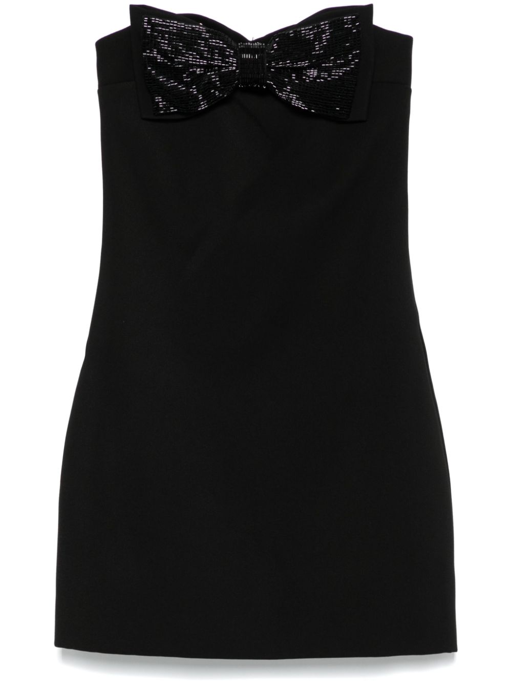 Black crepe bandeau mini dress