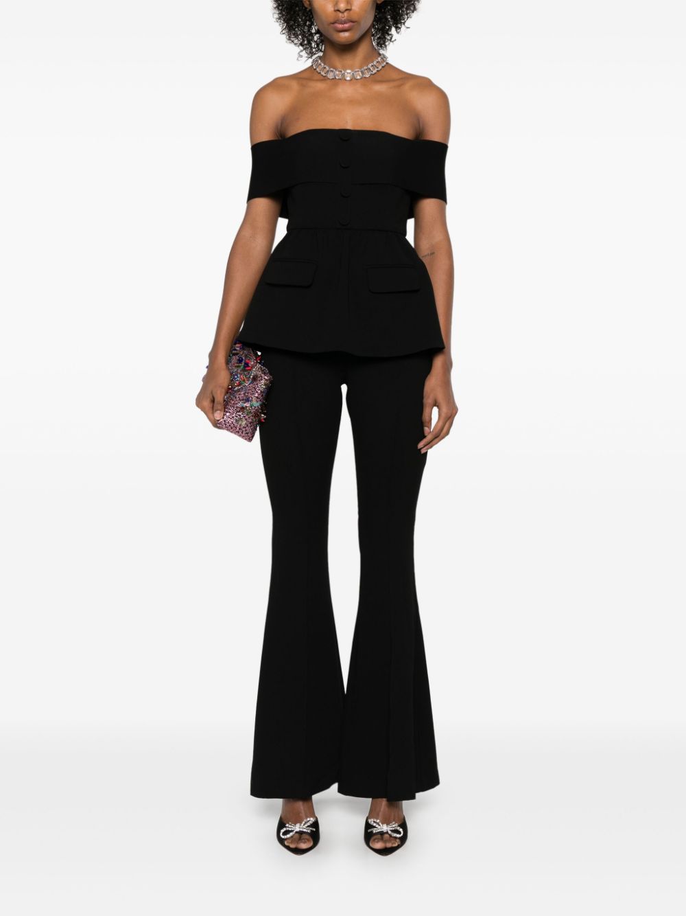 One-piece jumpsuit with open shoulders