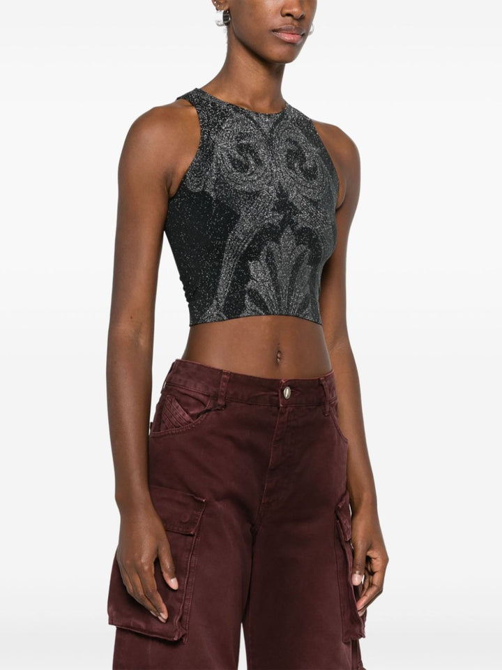 Wolford x ETRO metallic floral jacquard crop top