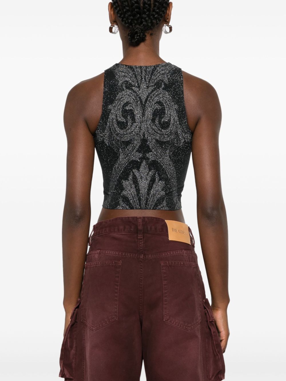 Wolford x ETRO metallic floral jacquard crop top