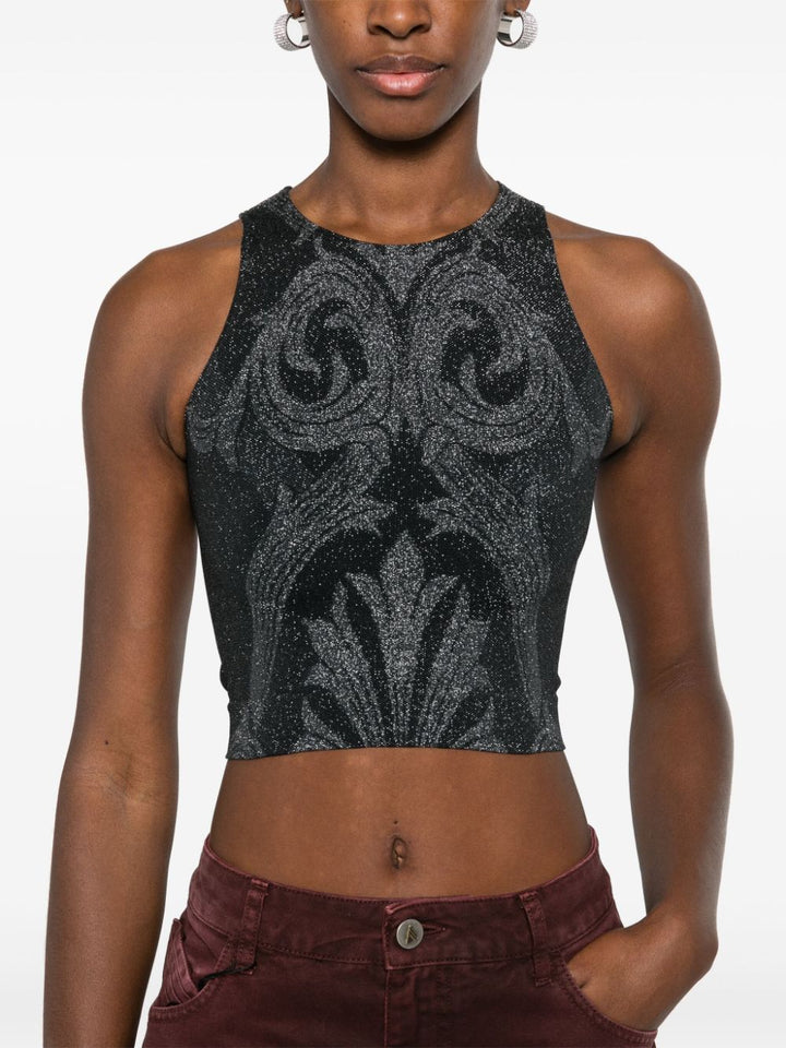 Wolford x ETRO metallic floral jacquard crop top