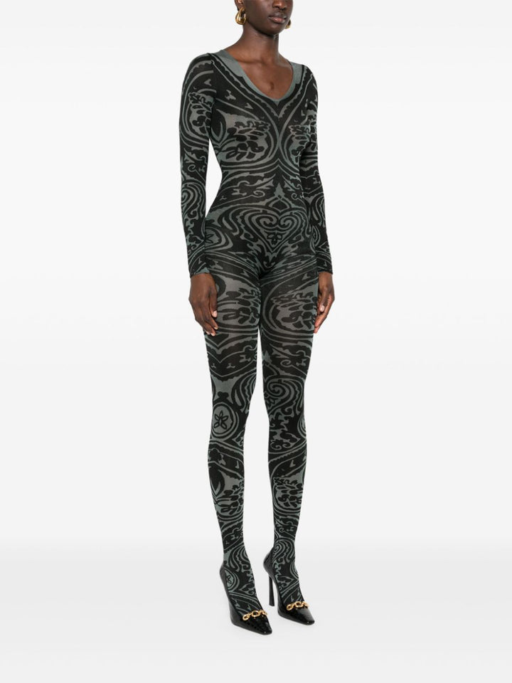 Wolford x ETRO V-neck Body Tattoo jumpsuit