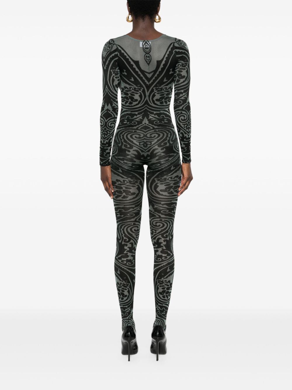 Wolford x ETRO V-neck Body Tattoo jumpsuit