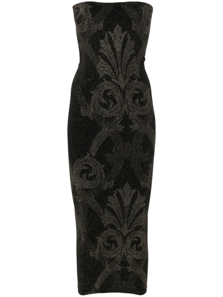 Wolford x ETRO metallic midi dress with baroque jacquard effect