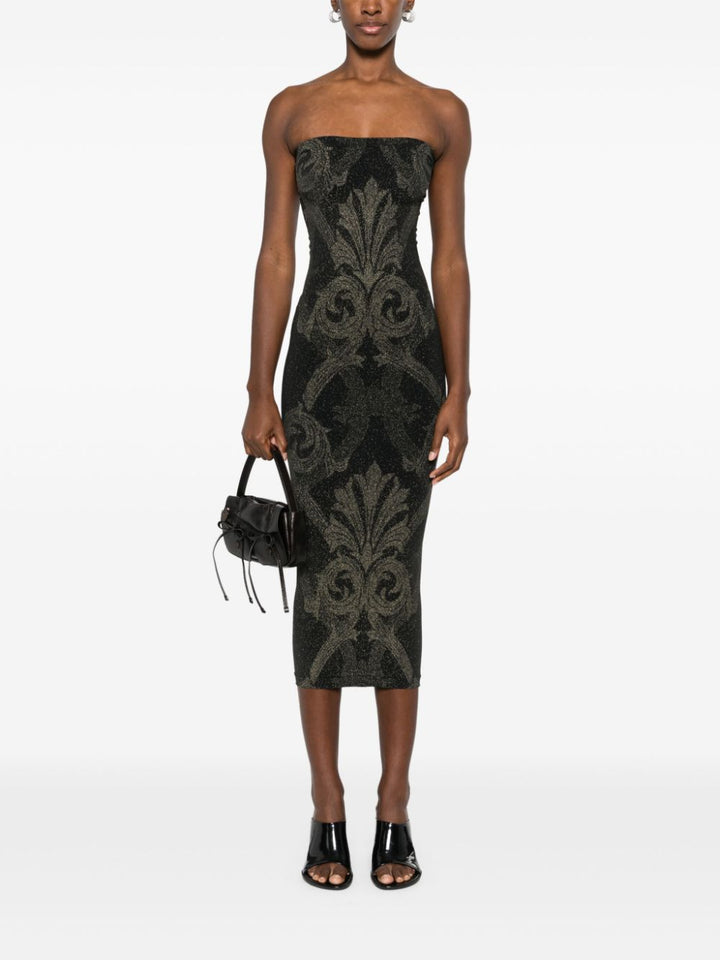 Wolford x ETRO metallic midi dress with baroque jacquard effect