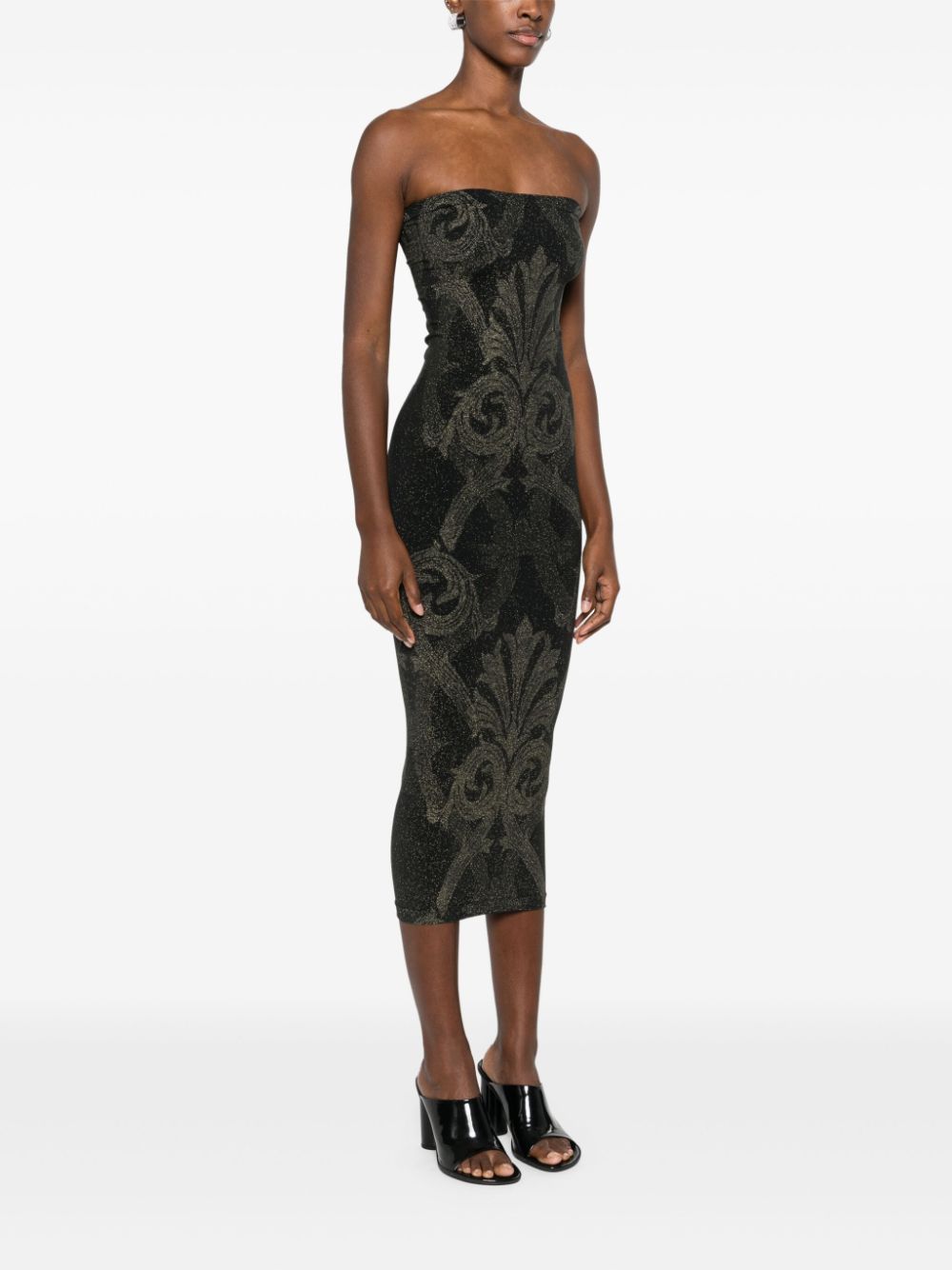 Wolford x ETRO metallic midi dress with baroque jacquard effect