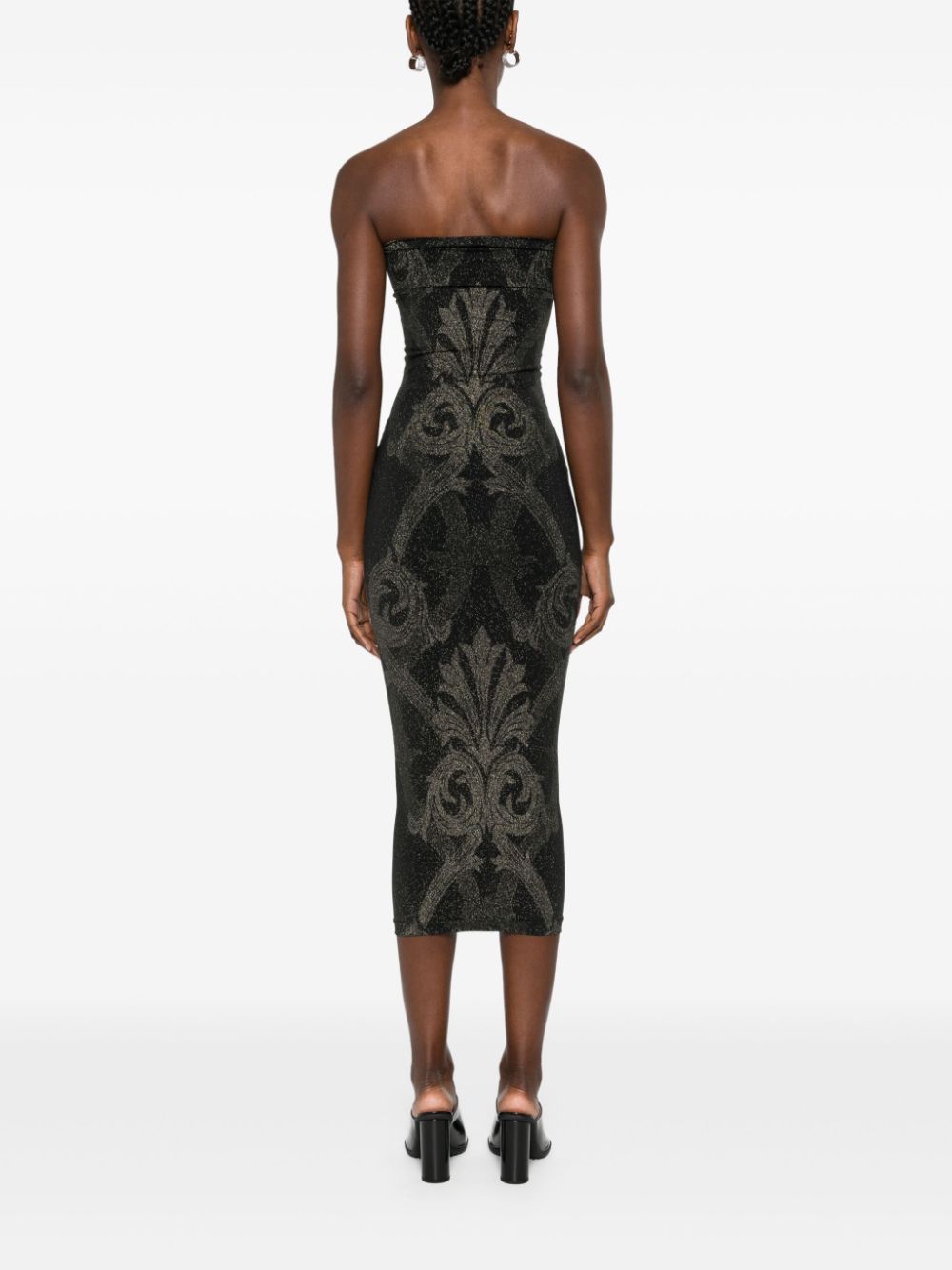 Wolford x ETRO metallic midi dress with baroque jacquard effect