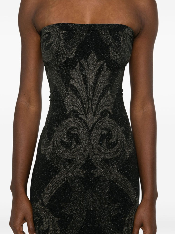 Wolford x ETRO metallic midi dress with baroque jacquard effect