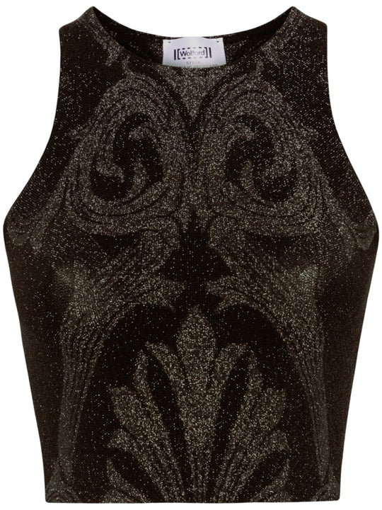 Wolford X Etro Metallic Floral Jacquard Crop Top