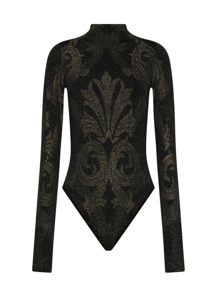 Wolford x ETRO metallic effect jacquard floral bodysuit