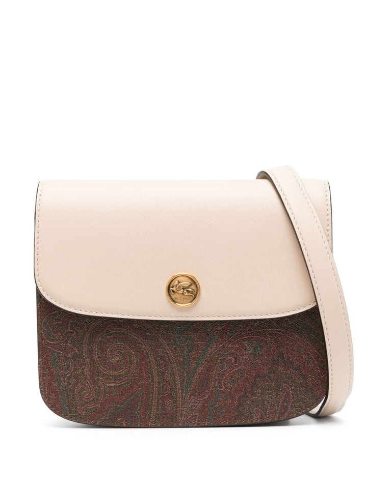 Shoulder bag with paisley print panels