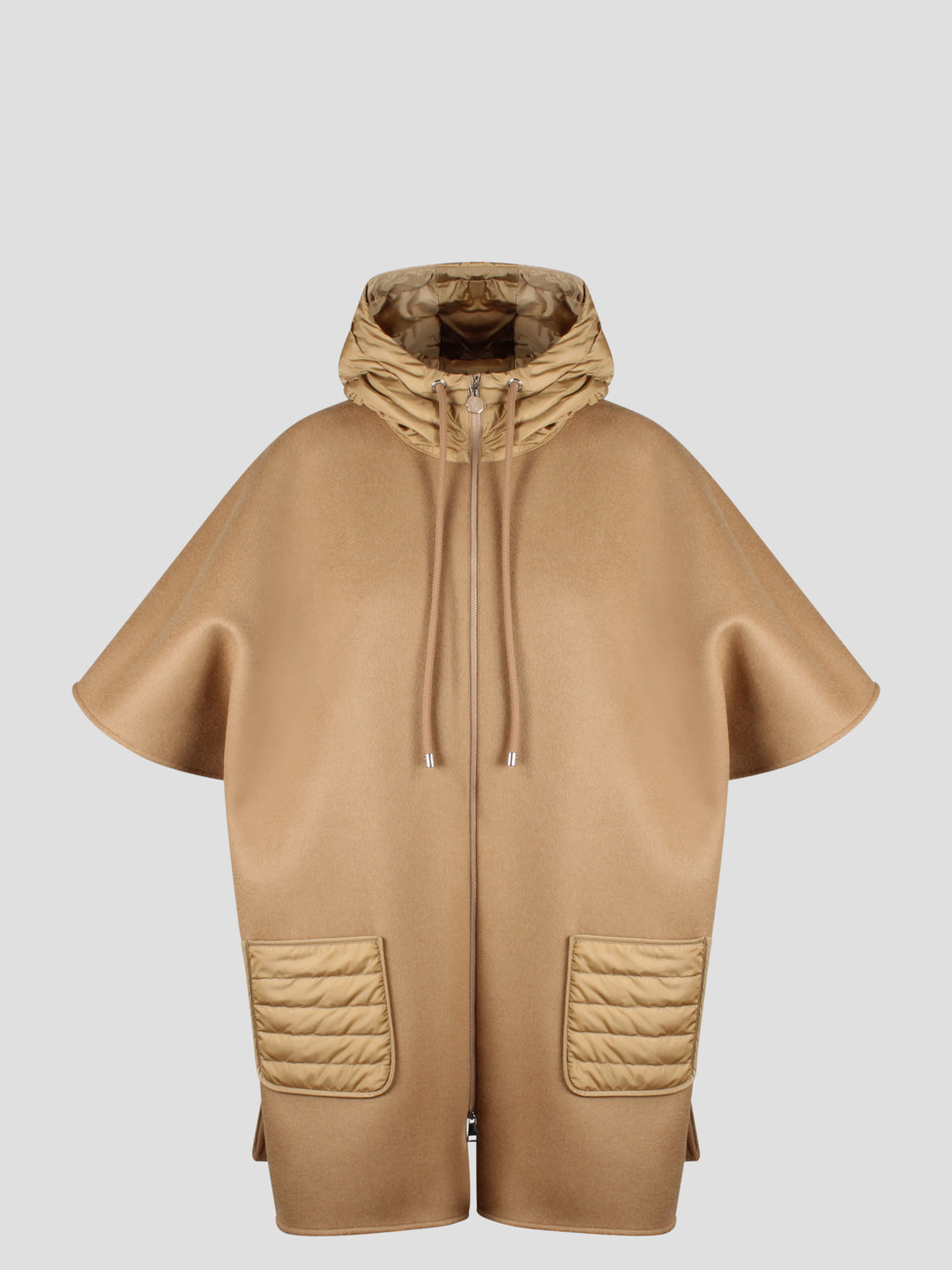 Hooded down cape