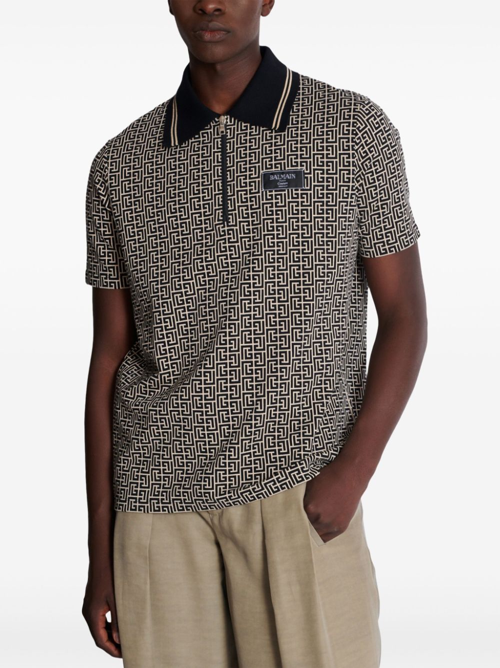 Labyrinth polo shirt with jacquard effect