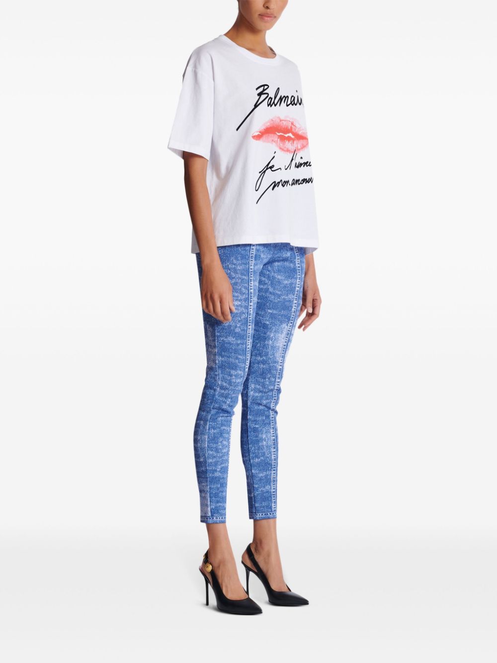 Ss balmain kiss print t-shirt