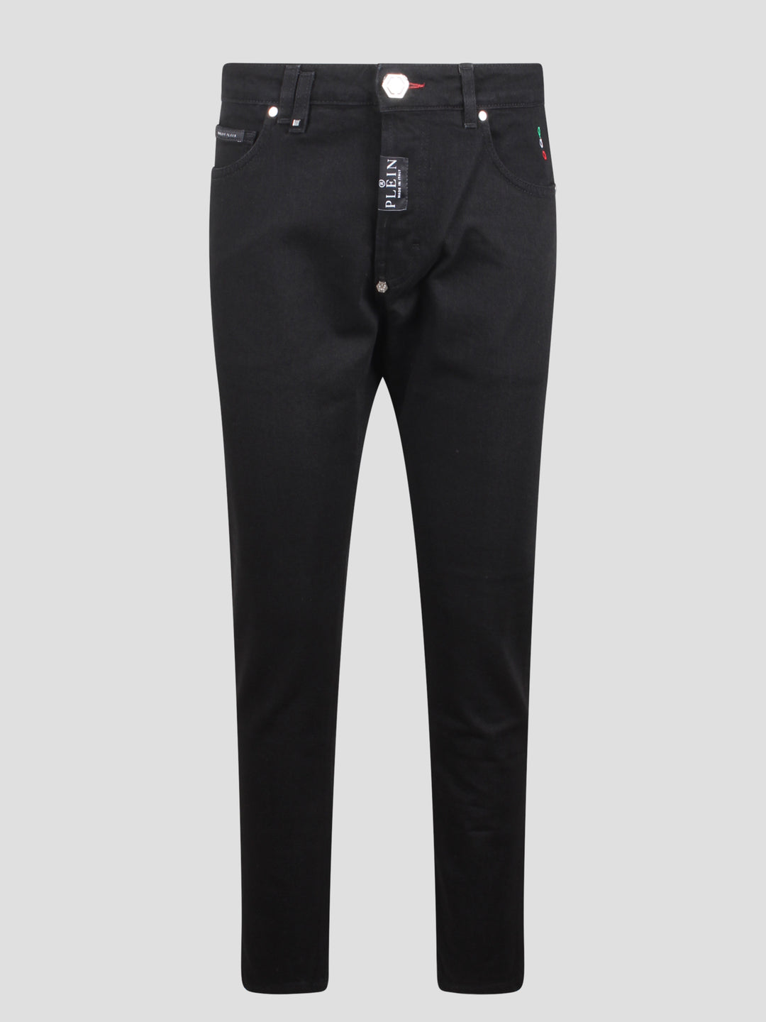 Skinny fit black denim trousers