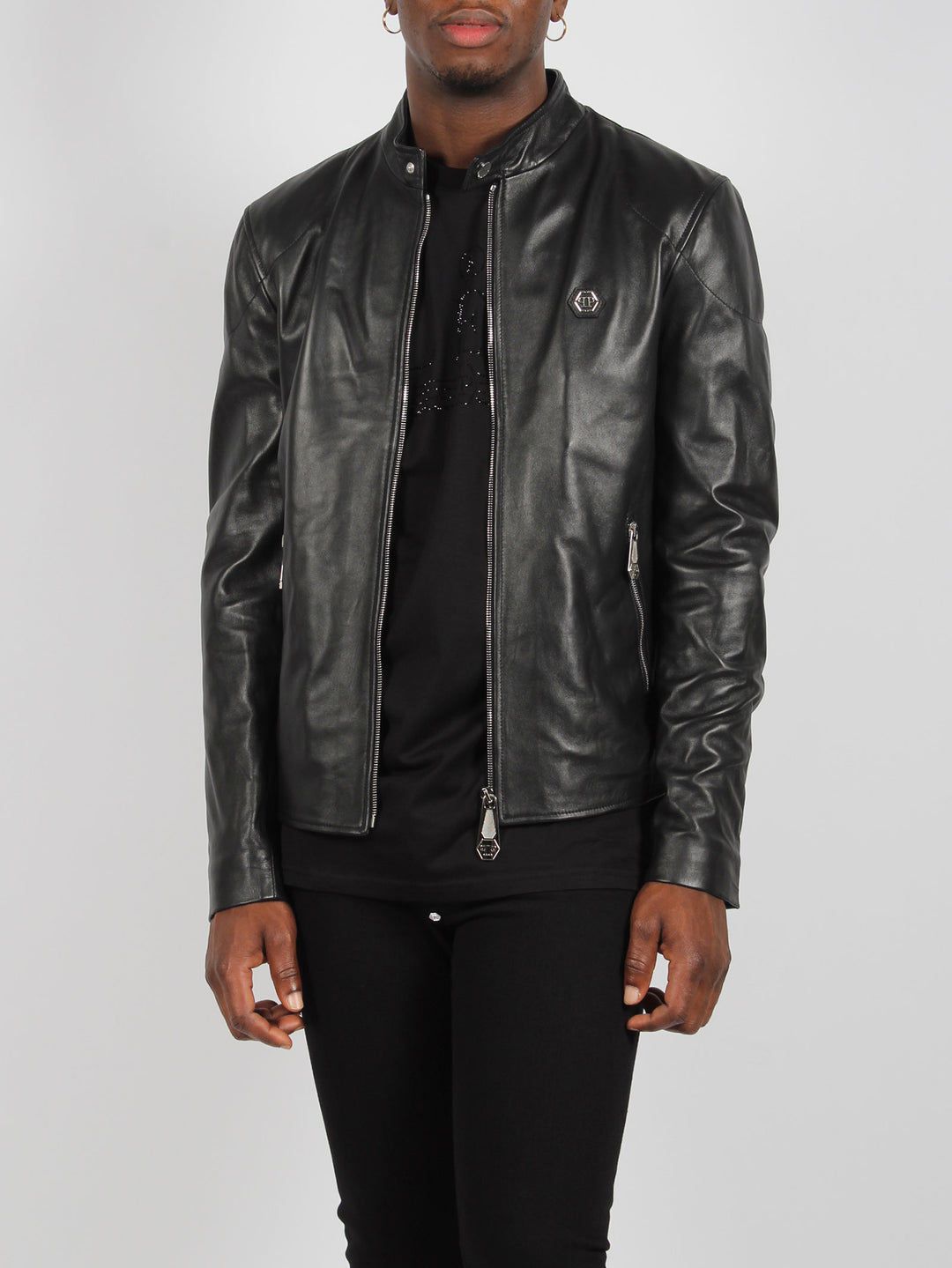 Basic leather moto jacket