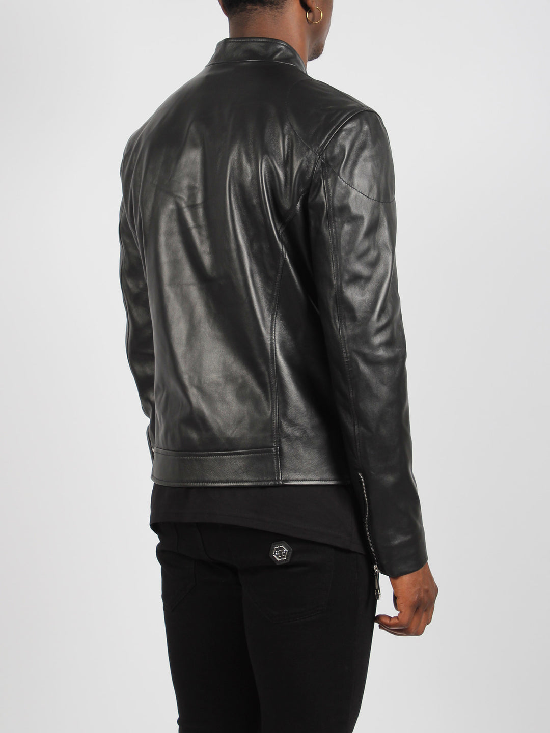 Basic leather moto jacket