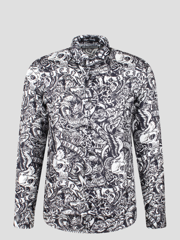 Silk shirt sugar daddy cut ls tattoo shirt