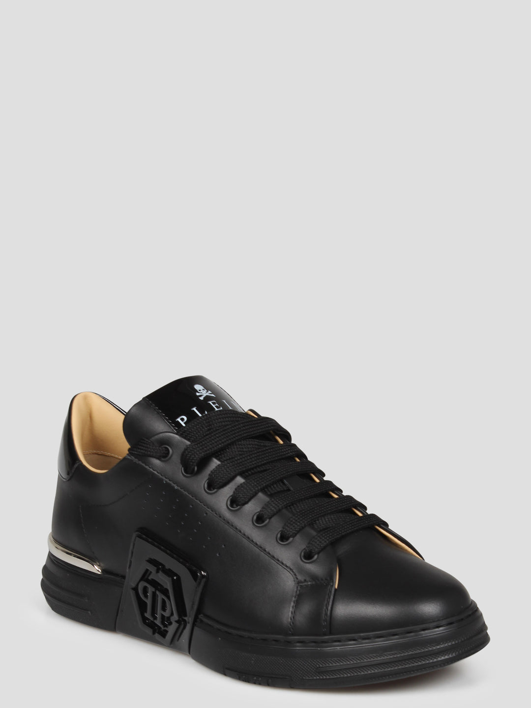 Mix leather lo-top sneakers hexagon