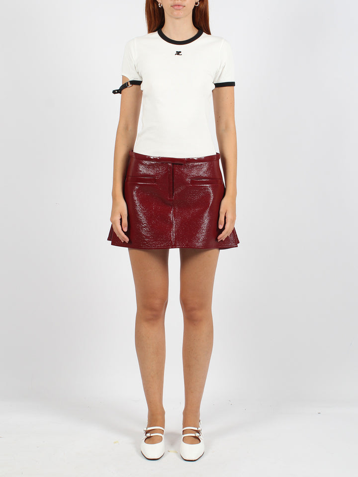 Vinyl trapeze mini skirt