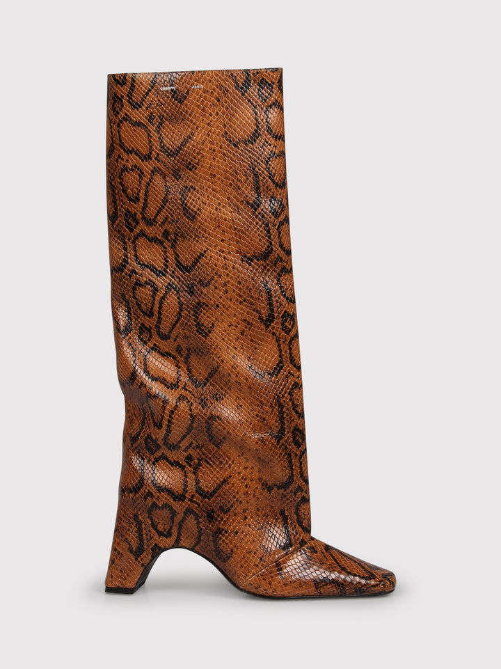 Snake print bridge boot