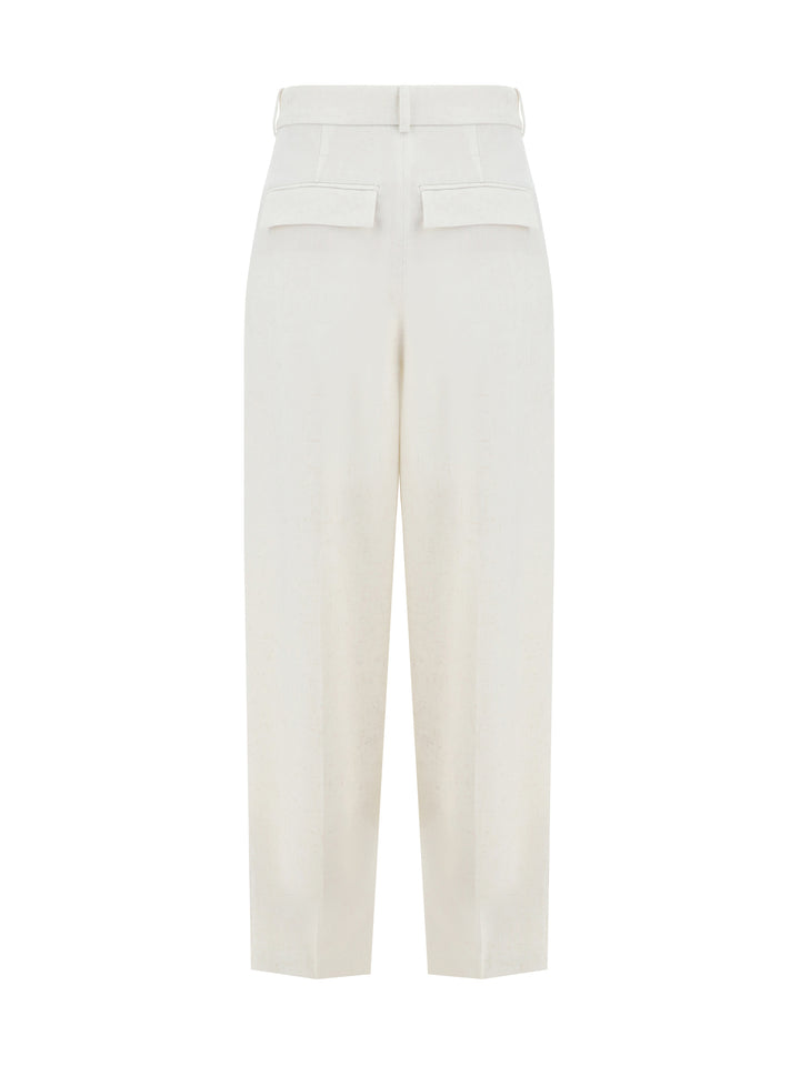 TEXTURED WINTER WHITE TROUSERS