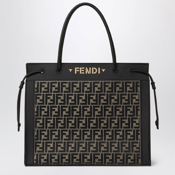 Fendi Magic Shopper Large In Brown Ff-Embroidered Fabric