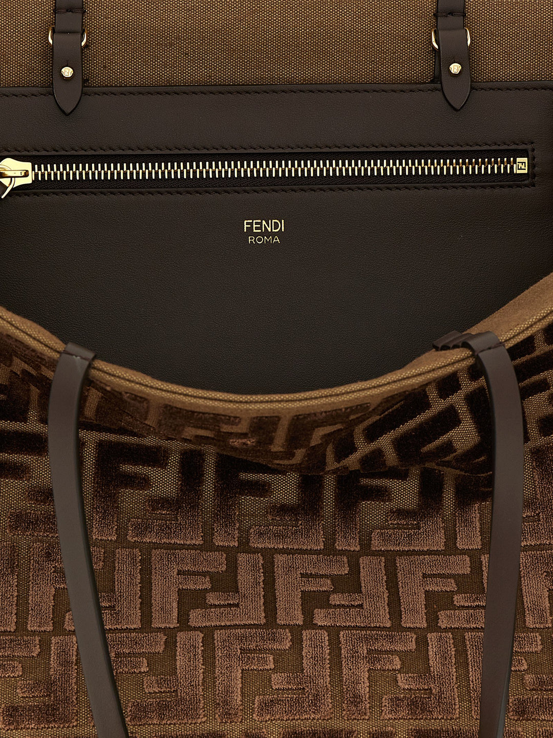 Fendi Roll Large Tote Bag - Brown | 48457b3e9d6989d531c03e33cd3393a5e5569629