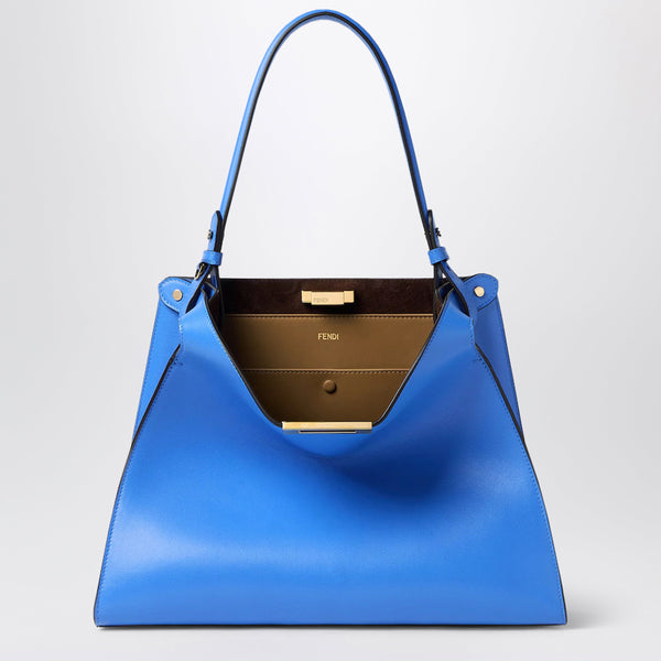 Fendi Way Medium Bag In Coastal Blue Leather And Cappuccino Suede
