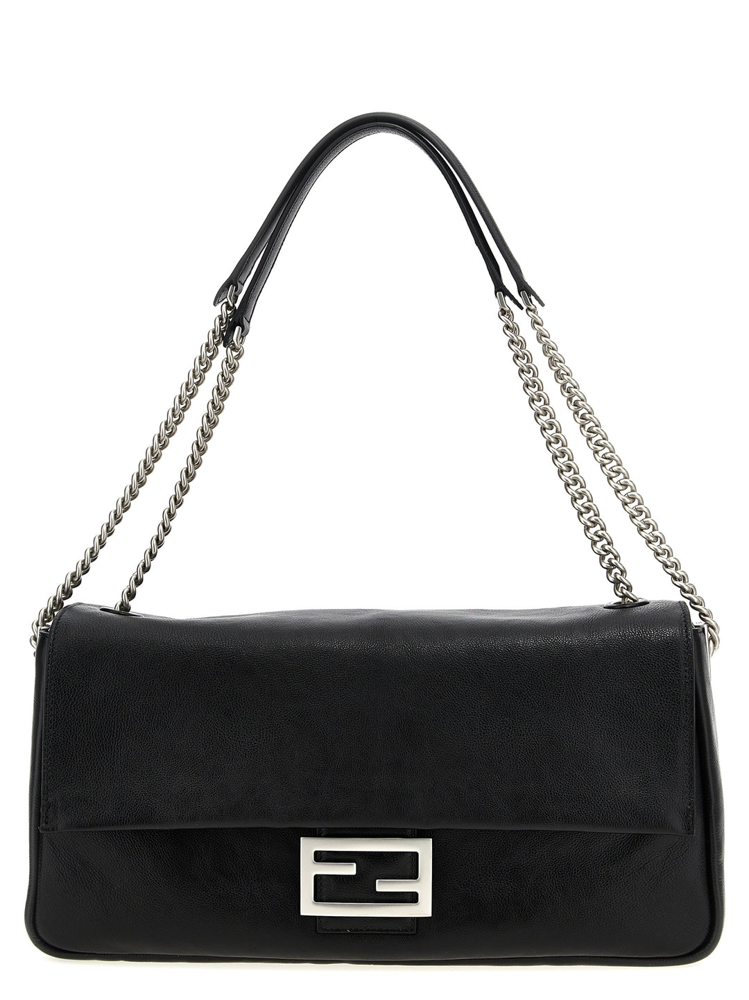Fendi Baguette Chain Large Shoulder Bags - Black | 2d285a86c18eeaa773253d130e5f90a43cad18e8
