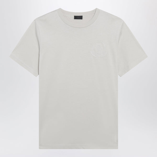 Beige Cotton T-Shirt With Embroidered Logo