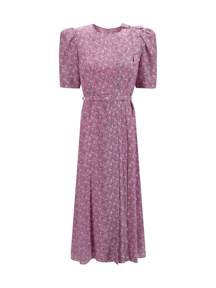 CLOVER PRINT SILK DRESS WITH BELT