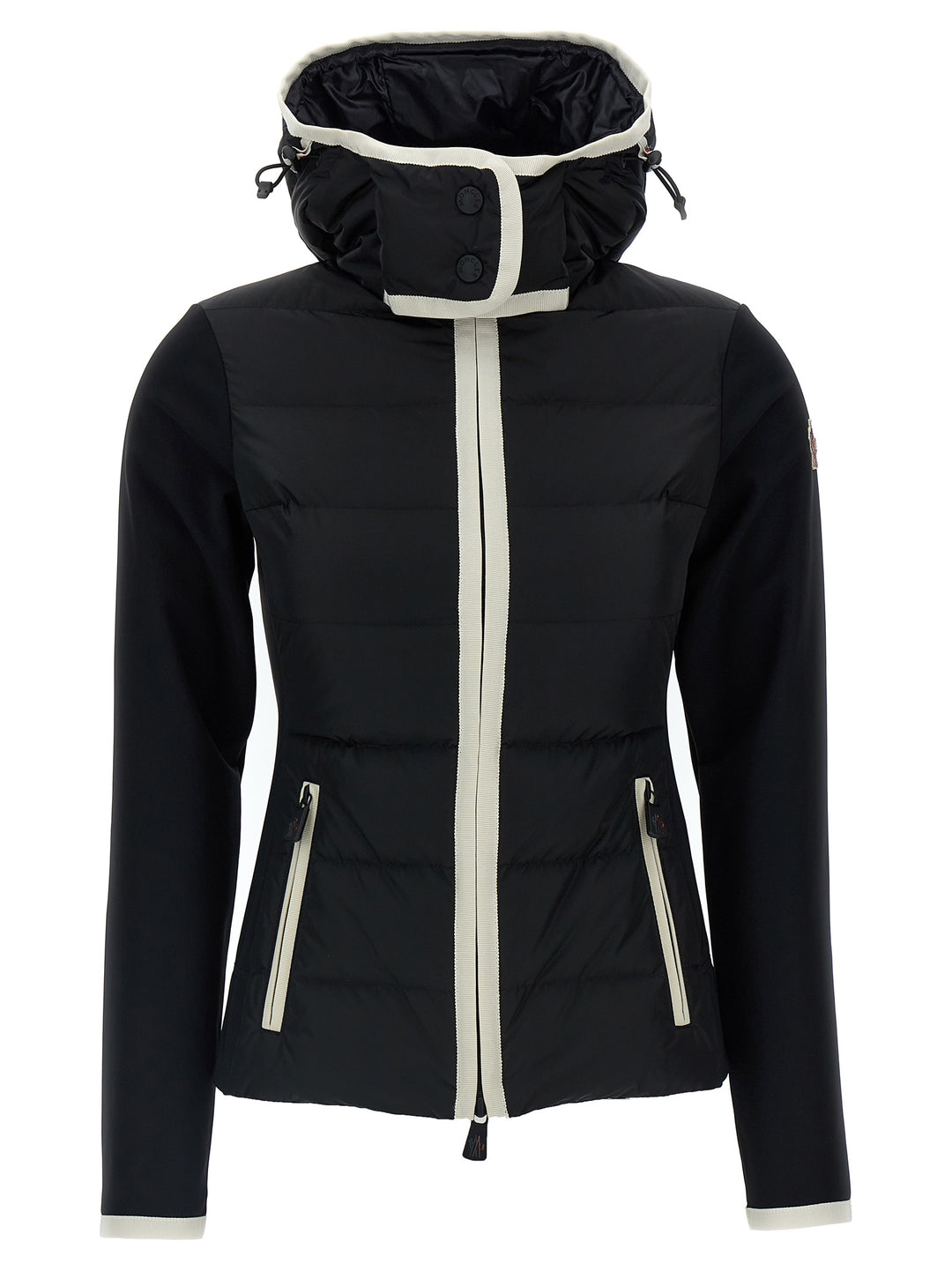 Two-Material Hooded Jacket Casual Jackets, Parka Black