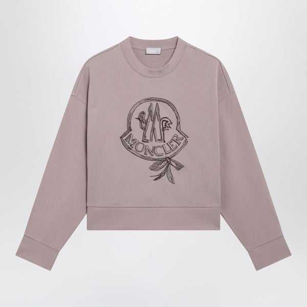 Pink Cotton Sweatshirt With Embroidered Logo