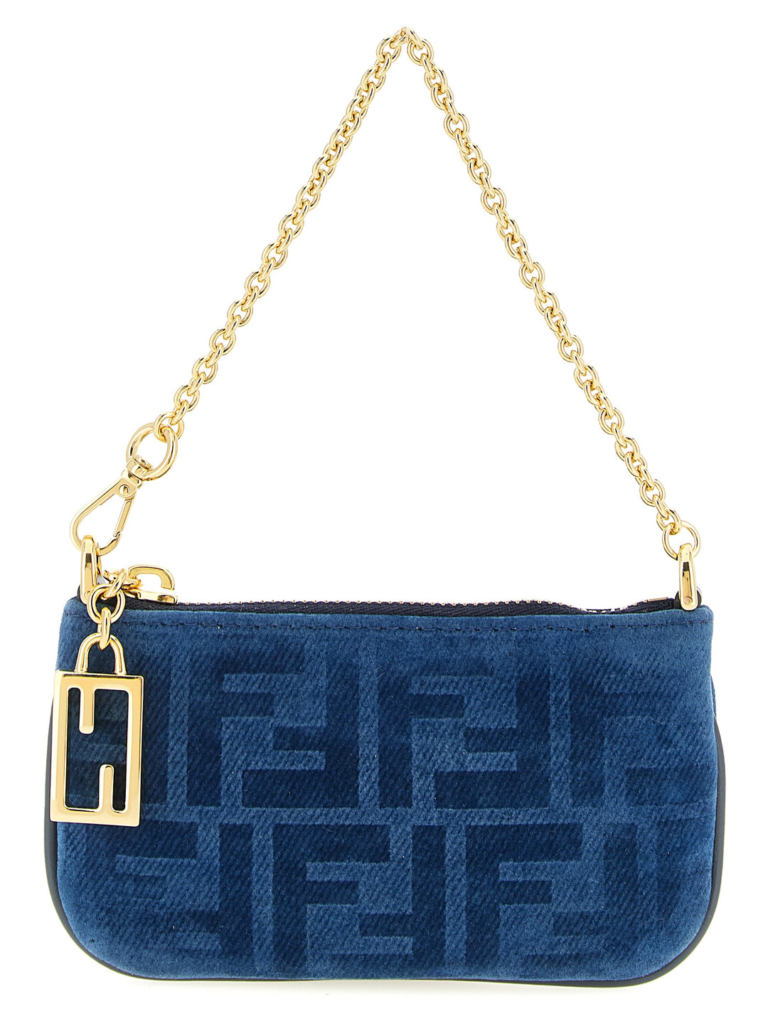 Fendi Ff Mini Denim Pouch Bag Accessories - Blue | d34a97318a9869d91d110714b75d1b4de6dc188a
