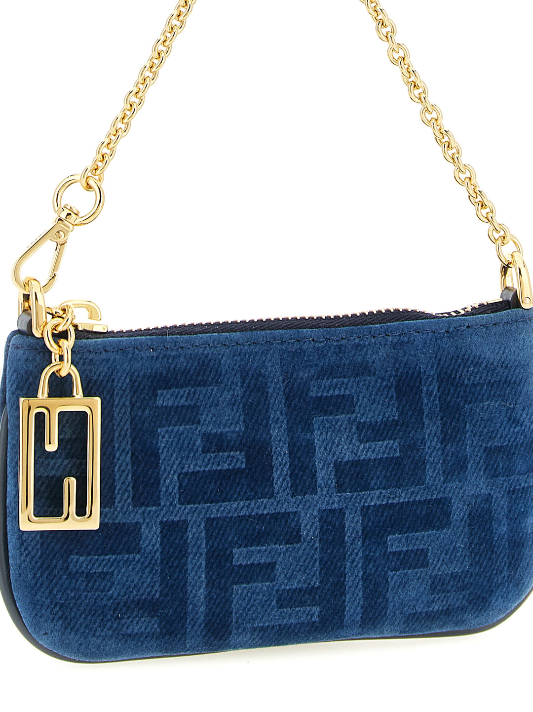 Fendi Ff Mini Denim Pouch Bag Accessories - Blue | 63a92e7ea9d8ec4fceac17cb02e8fa7b02ace5c9