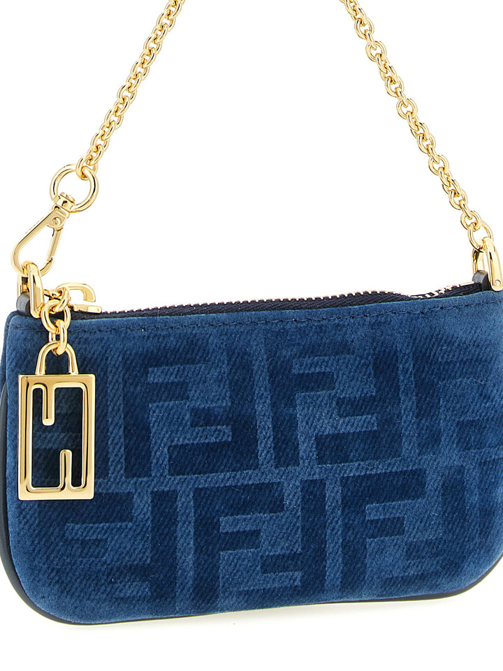 Fendi Ff Mini Denim Pouch Bag Accessories - Blue | 63a92e7ea9d8ec4fceac17cb02e8fa7b02ace5c9
