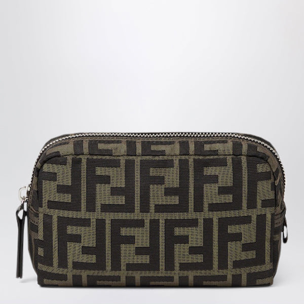 Brown Superlight Ff Zucca Fabric Small Toiletry Case