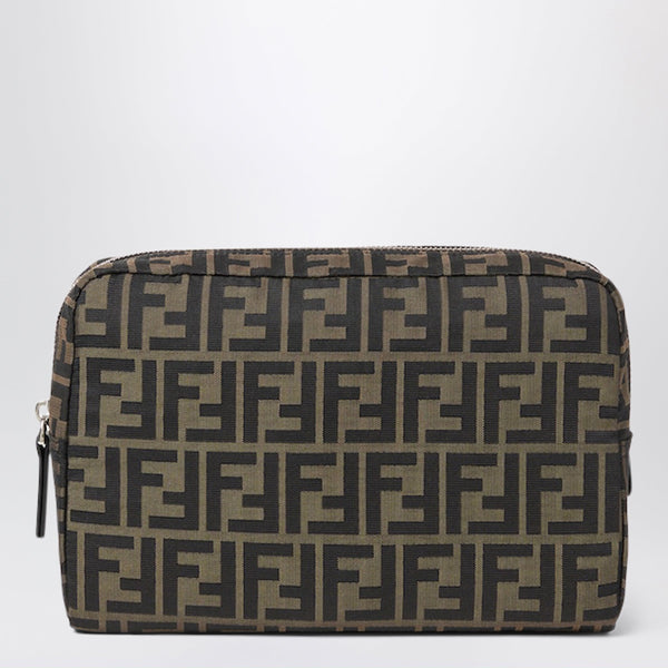 Brown Superlight Ff Zucca Fabric Medium Toiletry Case