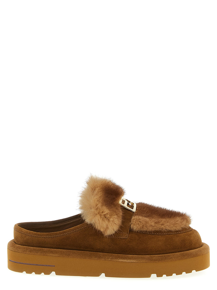 Fendi Suede And Fur Sabots Flat shoes - Multicolor | b0cc495b1488a6f433f5aa5a1e1fa74c39c5a351