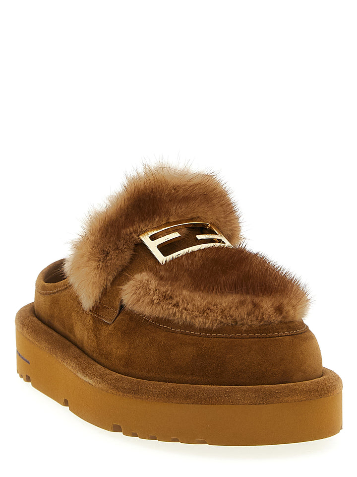 Fendi Suede And Fur Sabots Flat shoes - Multicolor | 2a05f2e69c21fd6548fce4351ec2de6900cde686