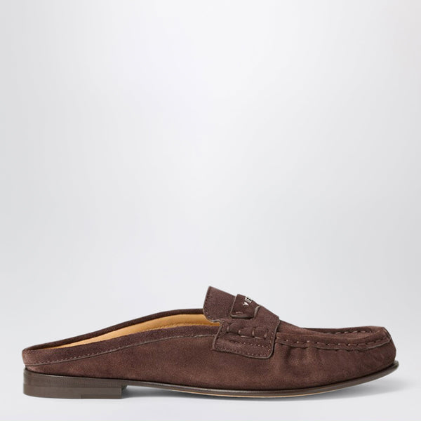 Fendi Scrunch Sabots In Burnt Mogano Suede